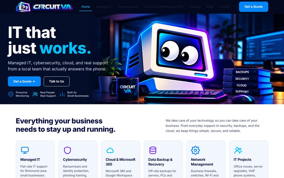 Example website in a browser window